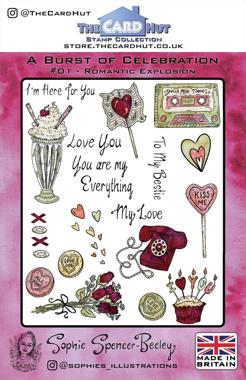 The Card Hut Clear Stamps 6"X8" By Sophie Spencer-Beeley-Burst of Celebration- Romantic Explosion